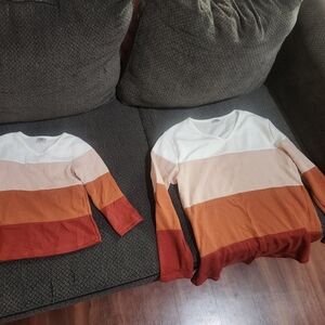 Mommy And Me Color Block V-Neck Sweaters
